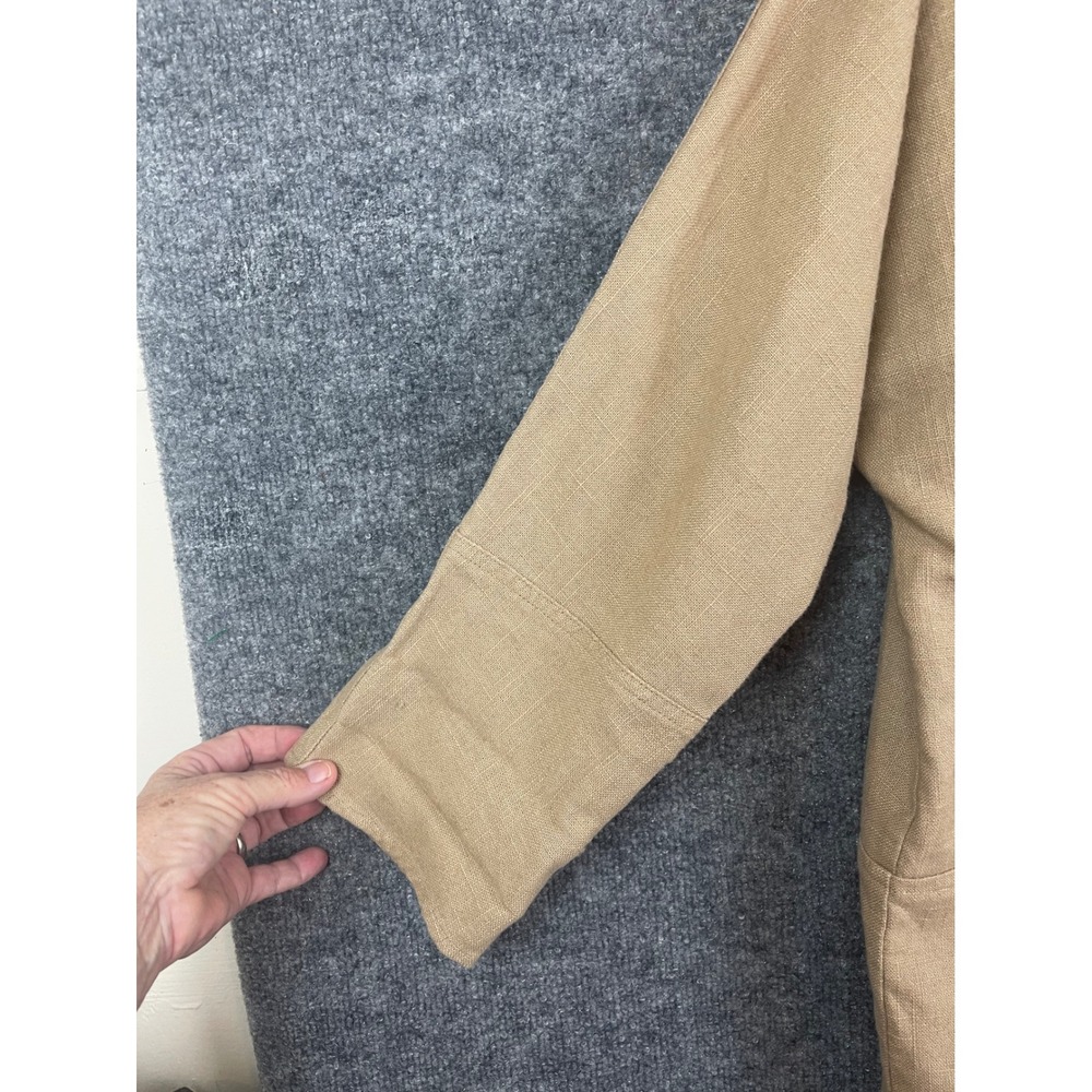 Chico's Tunic Top Womens 2 Tan Excellent Linen Cotton Button Front Pockets - Picture 6 of 13